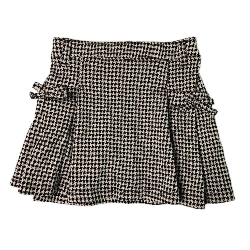 Nicole Miller Houndstooth Skirt Girls 6X Black White Bow Detail